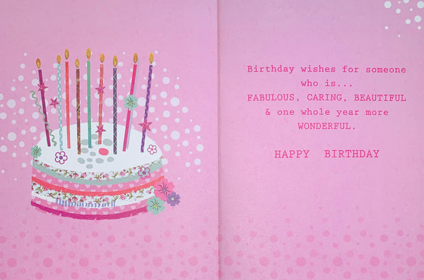 Birthday card for her cake and candles