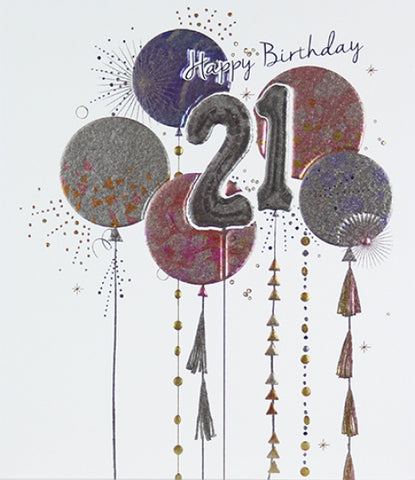 21st birthday card- birthday balloons