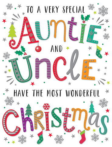 Auntie and Uncle Christmas card - modern Xmas tree