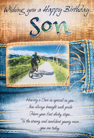 Son birthday card - mountain biking