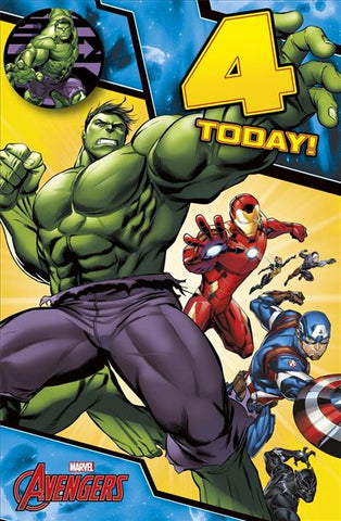 Age 4 birthday card - Marvel Avengers