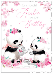 Auntie birthday card- birthday pandas
