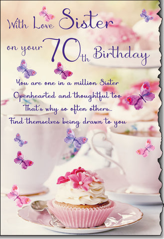 Sister 70th birthday card - sentimental verse