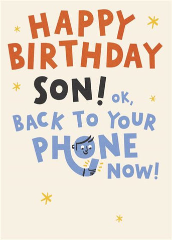 Son birthday card- funny mobile phone
