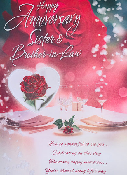 Sister and Brother-in-law anniversary card romantic meal
