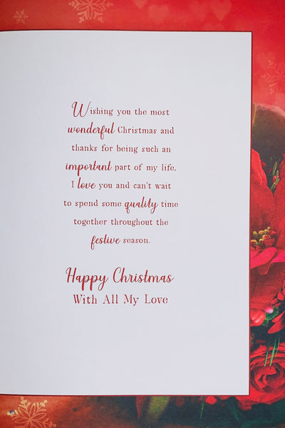 One I love Christmas card - Xmas flowers