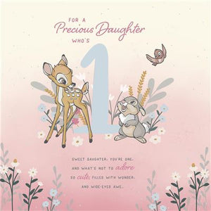 Daughter 1st birthday card Disney Bambi