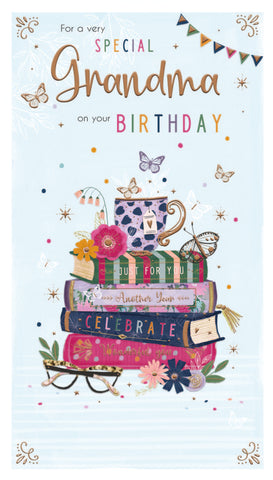 Grandma birthday card- tea and reading
