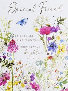 Friend birthday card- meadow of flowers