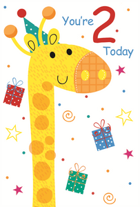 Age 2 birthday card - cute giraffe