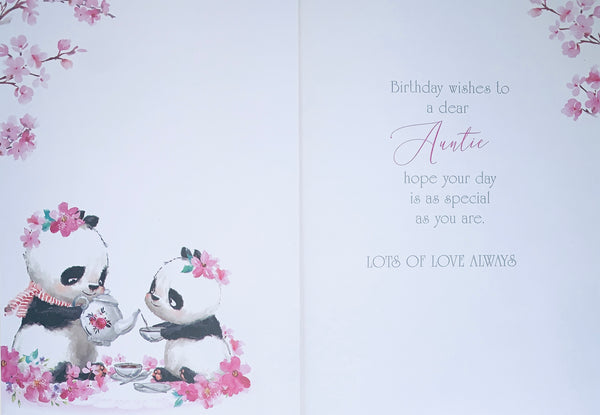 Auntie birthday card- birthday pandas