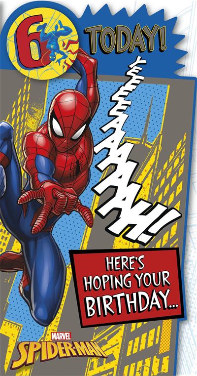Spiderman age 6 birthday card