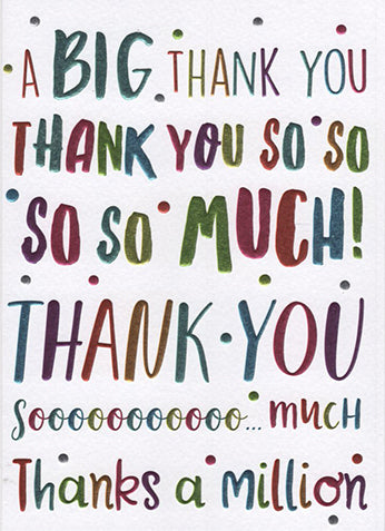 Thank you card - colourful text