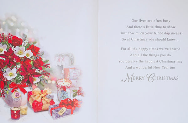 Friend Christmas card - Xmas flowers