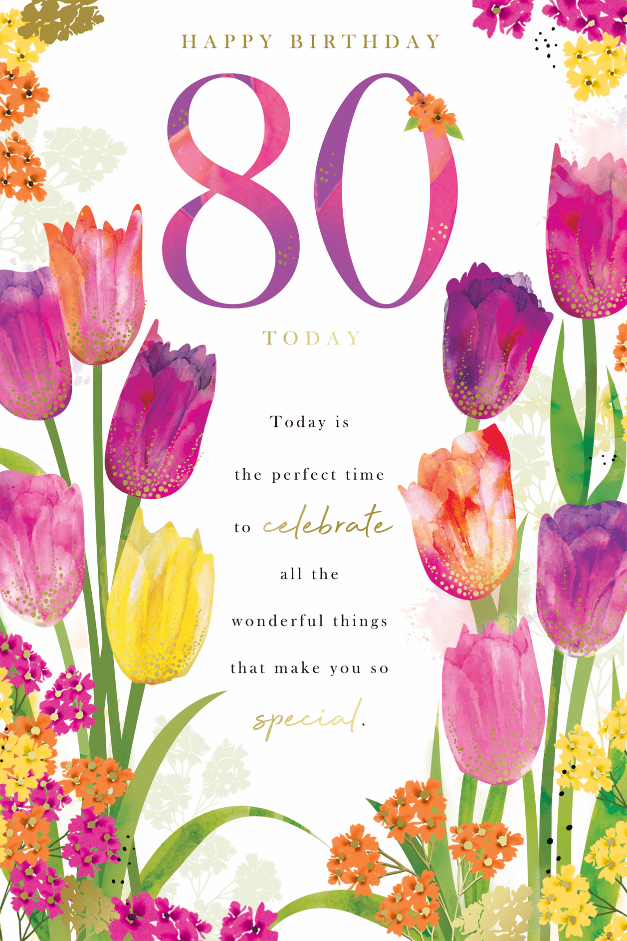 80th birthday card- pretty flowers