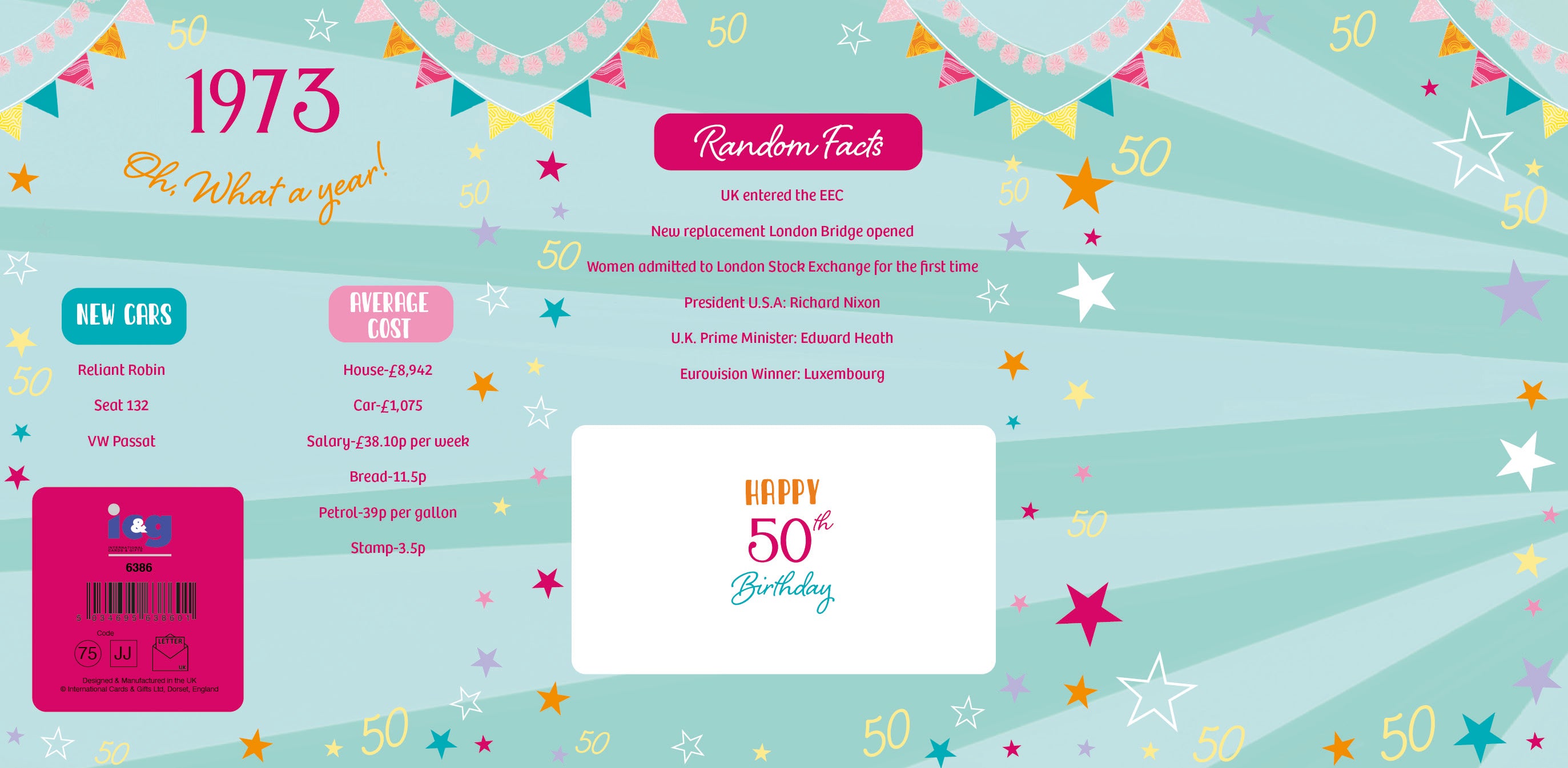50th birthday card- born in 1973