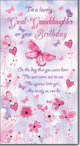 Great Granddaughter birthday card- sentimental verse