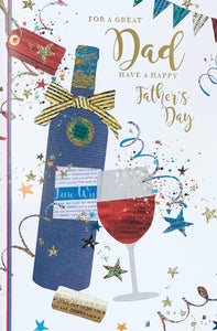 Dad Father’s Day card- wine bottle and glass