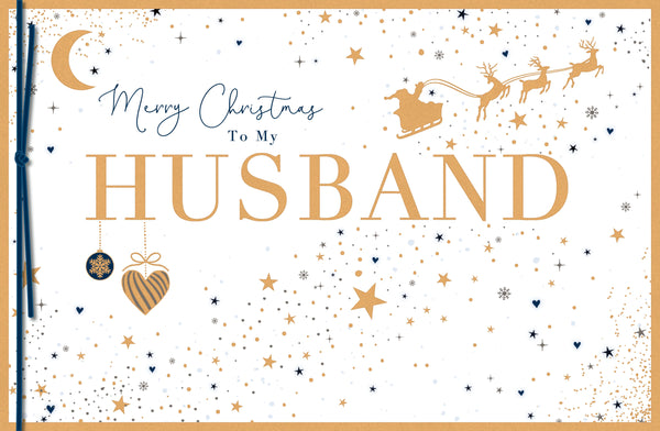 Husband Christmas card - contemporary stars and moon