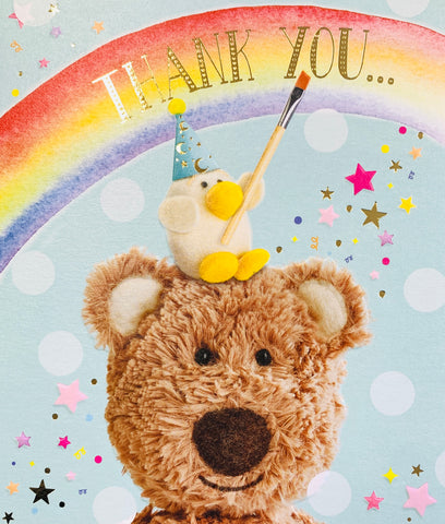 Thank you card- cute bear and rainbow