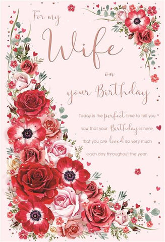 Wife birthday card - beautiful flowers