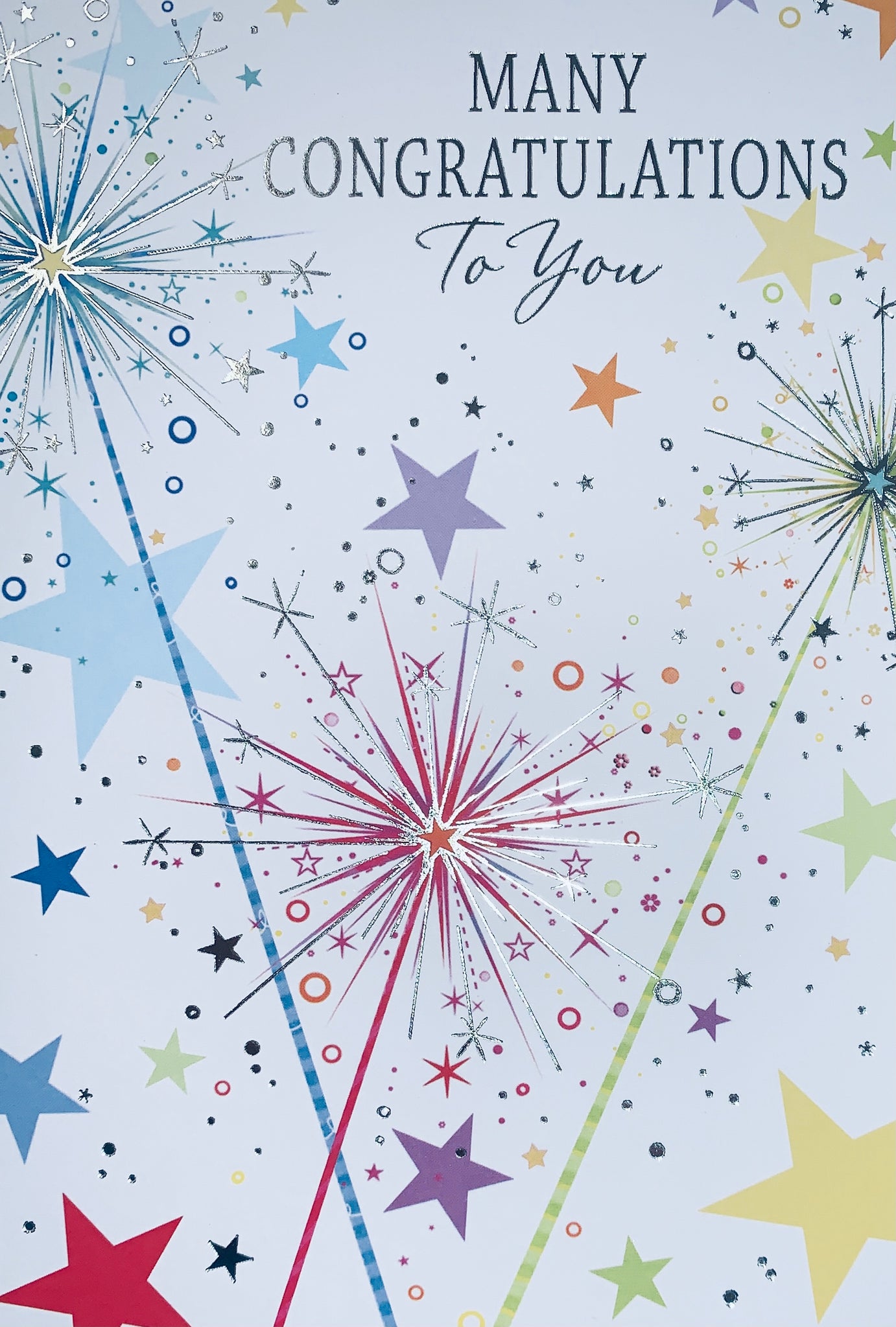 Congratulations card sparklers and stars