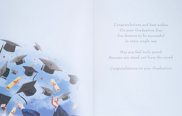 Graduation card - hats in the air