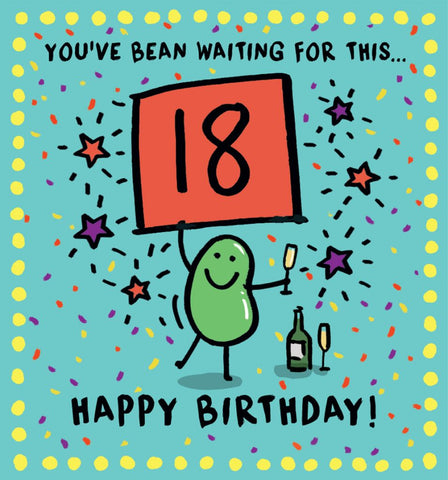 18th birthday card- fun human bean