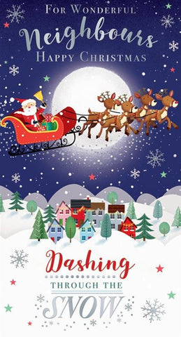 Neighbours Christmas card - cute Santa and sleigh