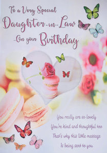 Daughter-in-law birthday card butterflies and long verse