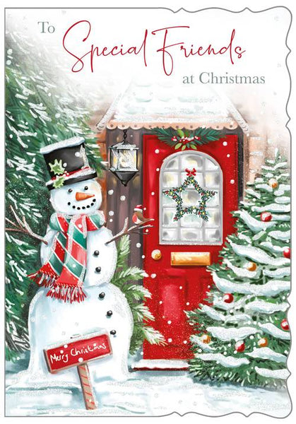 To special friends Christmas card - snowman
