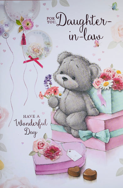 Daughter in law birthday card- cute bear