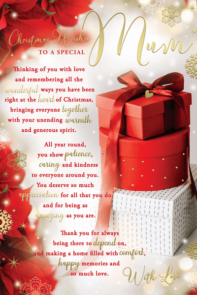 Mum Christmas card- sentimental verse