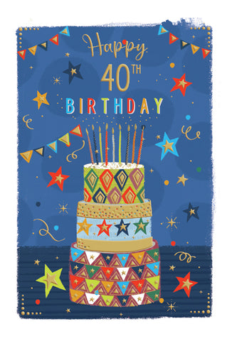 40th birthday card - modern birthday cake