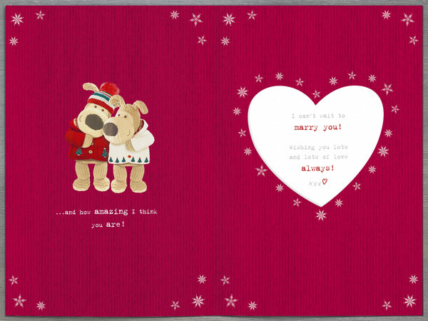 Fiancée Christmas card - Boofle with Xmas flowers