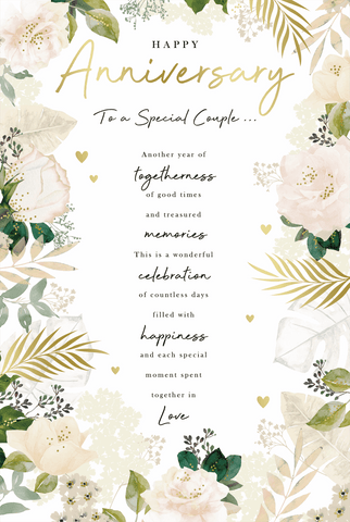 Your wedding anniversary card- flowers and hearts