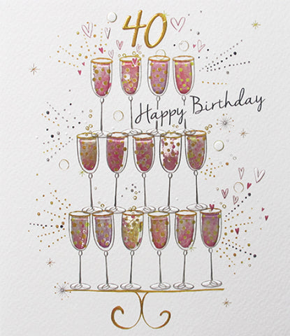 40th birthday card - sparkling drinks