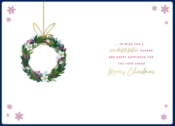 Mum and Partner Christmas card - Christmas wreath