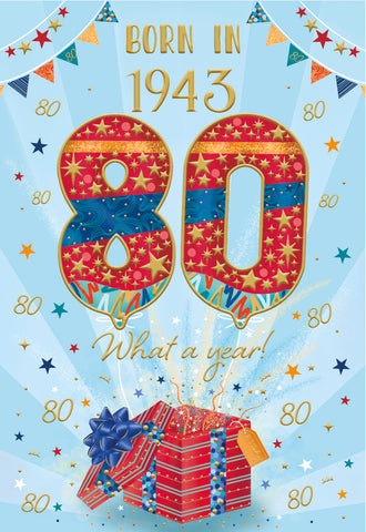 80th birthday card- born in 1943
