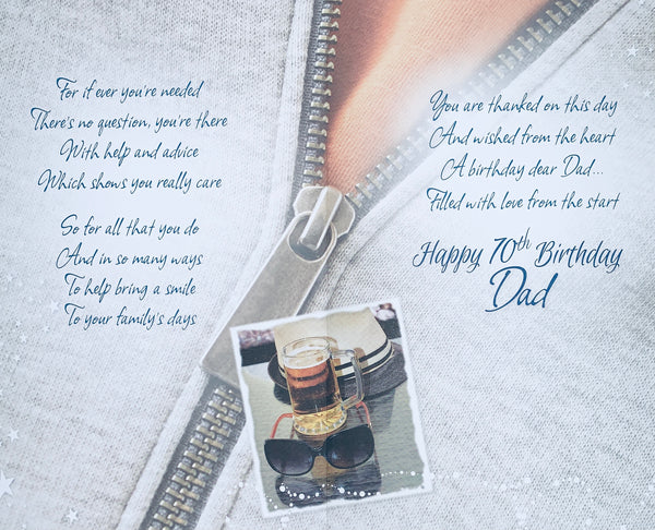 Dad 70th birthday card- long verse