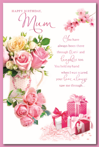 Mum birthday card- flowers and gifts