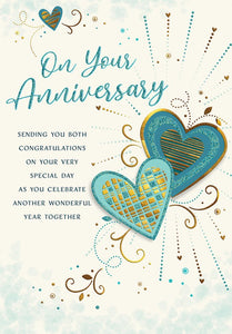 Wedding anniversary card -modern hearts