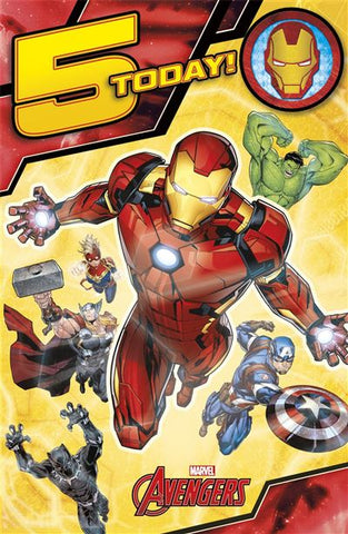 Age 5 birthday card - Marvel Avengers