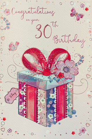 30th birthday card sparkling pink present