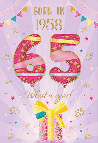 65th birthday card- born in 1958