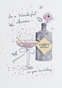 Auntie birthday card- birthday gin