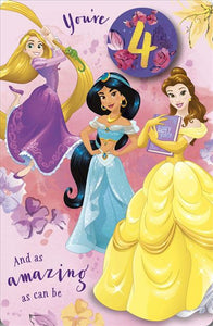 Age 4 birthday card- Disney Princesses
