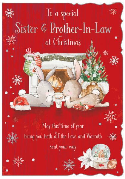 Sister and Brother-in-law Christmas card - cute rabbits