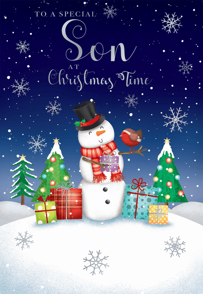 Son Christmas card- cute snowman