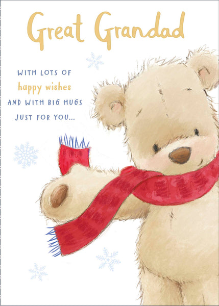 Great-Grandad Christmas card - cute Nutmeg bear